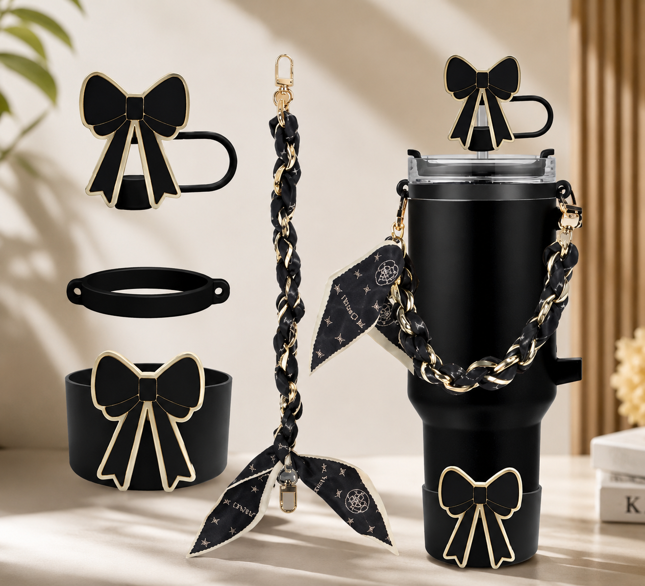 Cute Bow Tumbler Decoration Kit, 40oz Tumblers Accessory Kit, Aesthetic Bow Tumbler Accessory Bundle