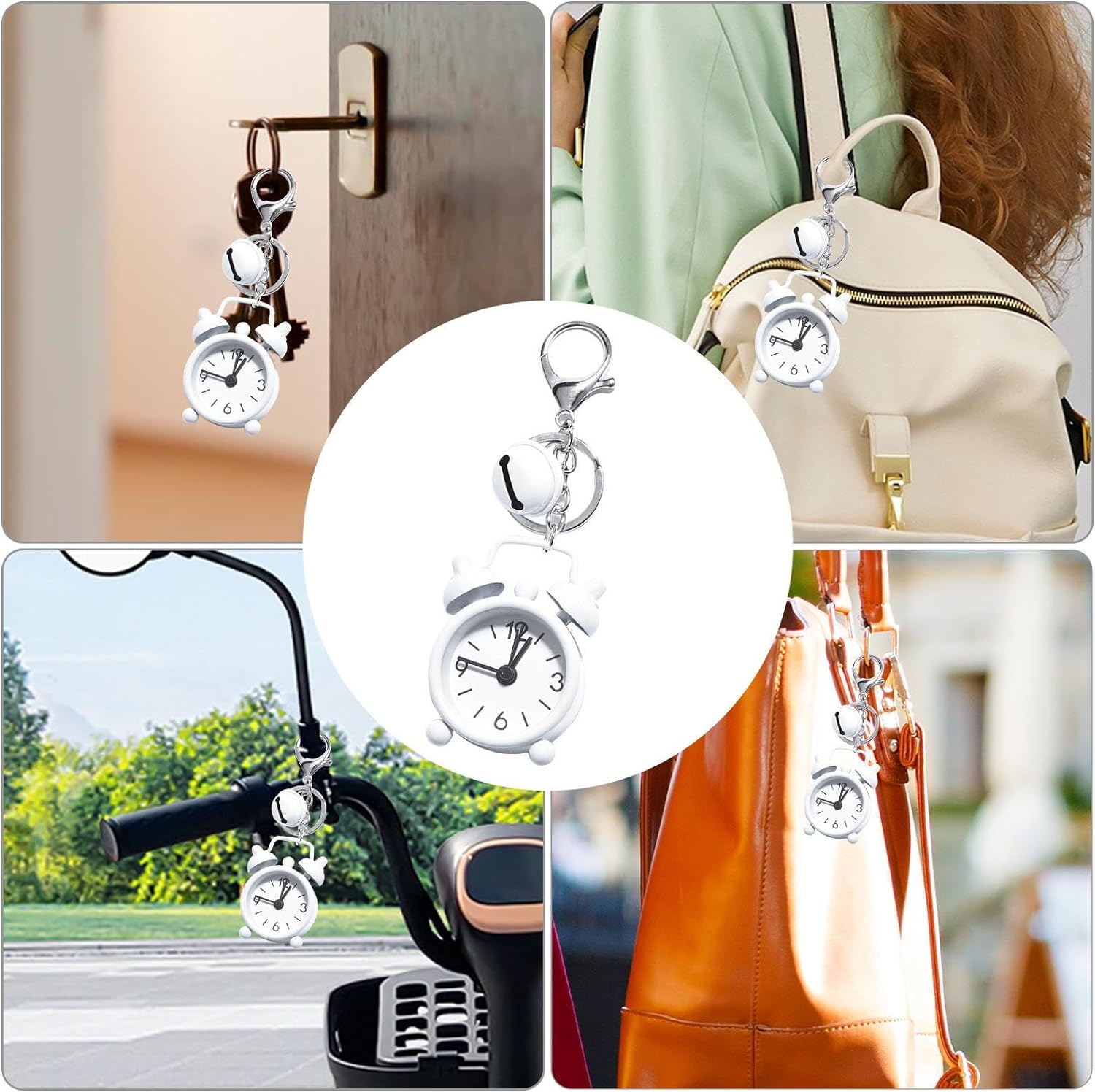 Alarm Clock Keychain, Mini Alarm Clock Keychain, Cute Analog Clock Time Key Pendant, Keychain Bag Ornament, Portable Multifunctional Clock Pendant for Bags