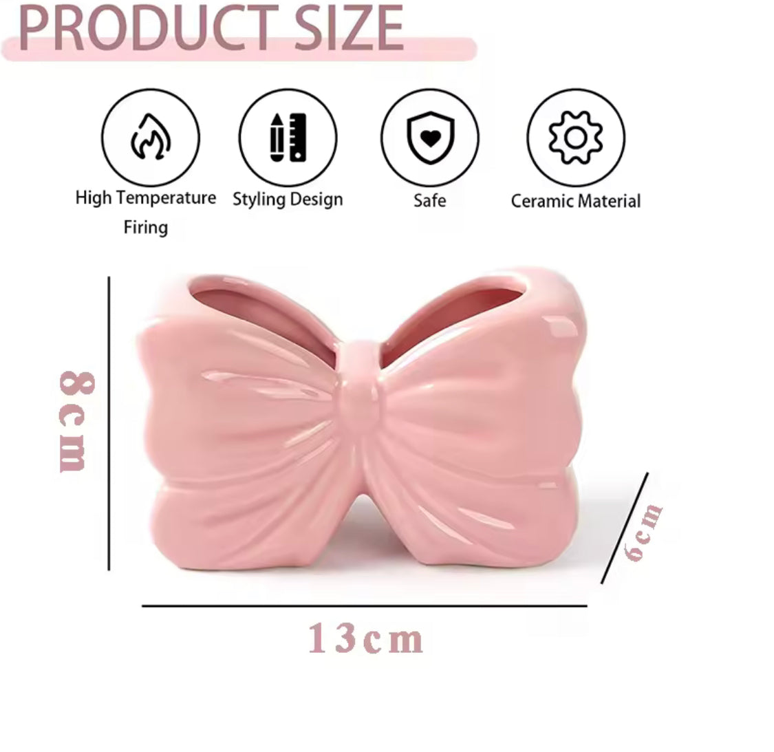 Elegant Bow Shape Cosmetic Brush Organizer, Decorative Beauty Brush Holder, Dual Purpose Ceramic Bow Organizer, Vanity Storage Holder