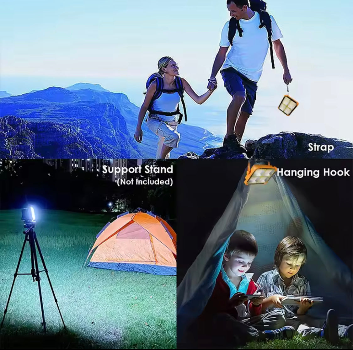 Rechargeable Outdoor LED Solar Floodlight, 500W Spotlight With Mobile Charging Pot, Camping Solar Light, Emergency Lamps Work Light, Handheld Flashlight Outdoor Tent Camping Lamp