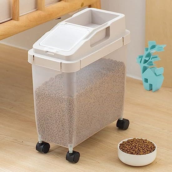 Baffect Food Storage Container, Transparent Sealed Rice Storage Box, Household Soybean Corn Cereal Storage Box, 10kg Large Capacity Grain Cereal Storage Box With Wheels And Measuring Cup, Airtight Food Tank Organizer, Flip Top Food Container Bucket