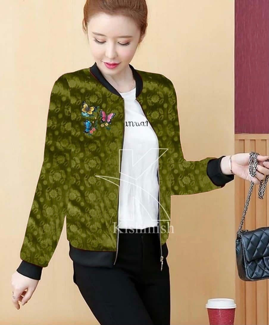 Printed Velvet Zipper Jacket