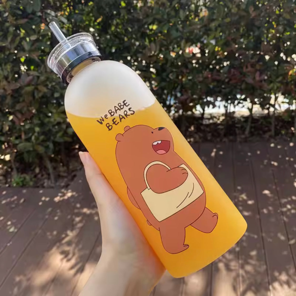 Cute Panda Bear Plastic Water Bottle, Leak Proof Panda Water Bottle, Panda Bear Water Bottle With Straw