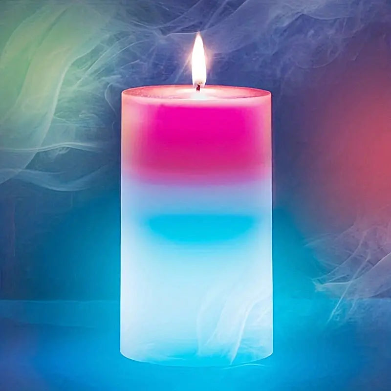 Magic Wax Led Candle, Mood Magic Color Changing Candle, Round Pillar Wax Color Changing Candles, Colorful Light Home Bedroom Camping Candle, Romantic Real Flickering Holiday Candle, LED Real Wax Wick Pillar Candle For Bedroom Bathroom Home Decoration