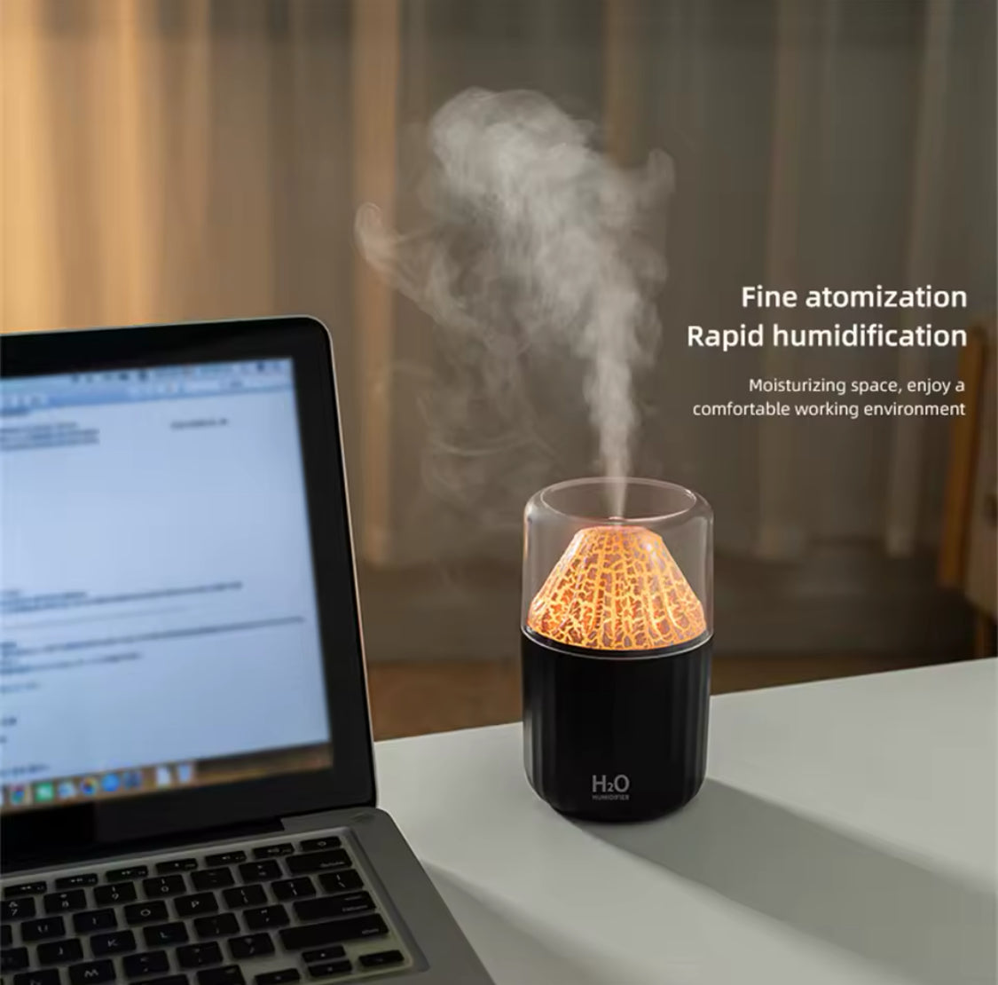 Colourful Volcano Humidifier, Ultrasonic Cold Mist Volcano Humidifier, Home Car Bedroom Table Humidifier