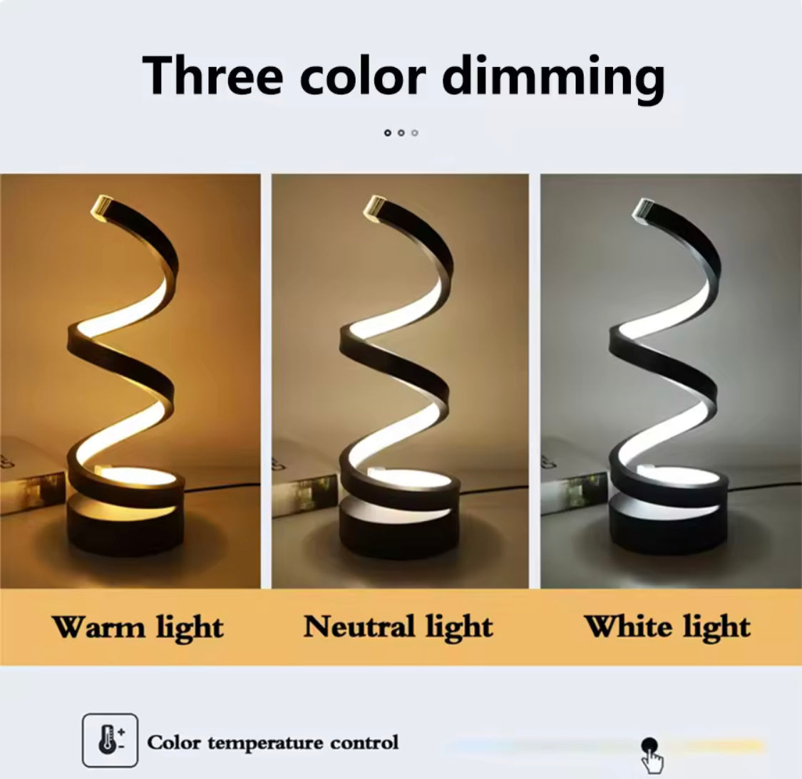 Modern Spiral Dimmable LED Table Lamp, USB Power Bedroom Bedside Lamp, Living Room Decorative Table Lamp, USB Study Student Light