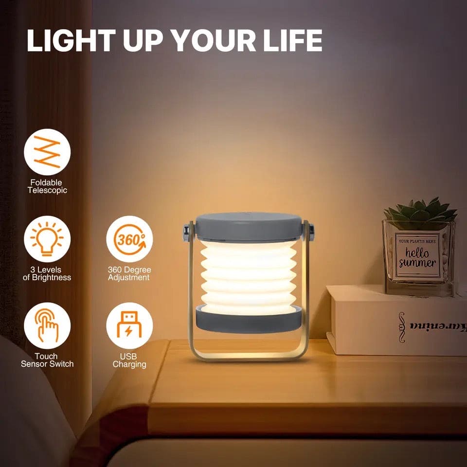 4 In 1 Foldable Table Lamp, Touch Dimmable LED Portable Lantern Light ...