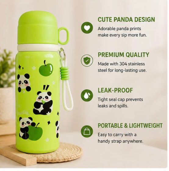 500ml Kids Panda Vacuum Insulated Bottle, Stainless Steel Kids Panda Thermal Bottle, Double Wall Insulated Flask