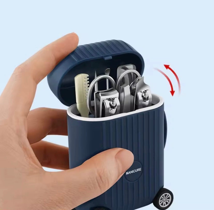 Mini Suitcase Style Nail Clippers Set, Stainless Steel Nail Care Tool, Mini Travel Manicure Pedicure Kit, Portable Beauty Care Accessories