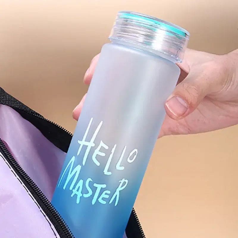 Hello Master Water Bottle, 480ml Transparent Gradient Colorful Bottle, Portable Athletic Stylish Frosted Water Bottle, Large Capacity Misting Water Bottle, Gradient Drinkware Travel Bottle, Outdoor Sport Fitness Water Cup