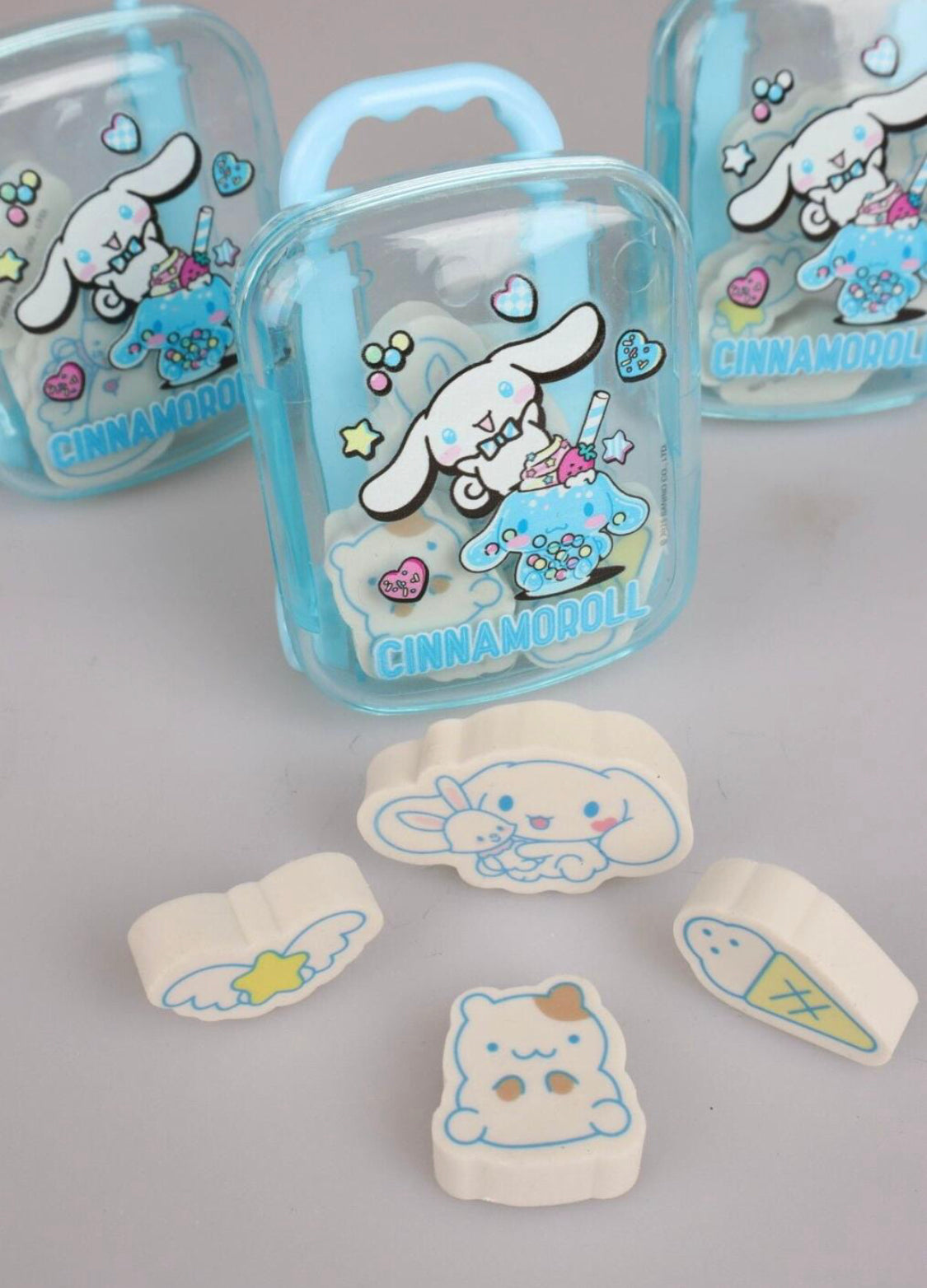 Cute Kawaii cartoon Rubber Eraser Suitcase Toy, 4pcs Suitcase Style Eraser Set, School Kids Eraser Set