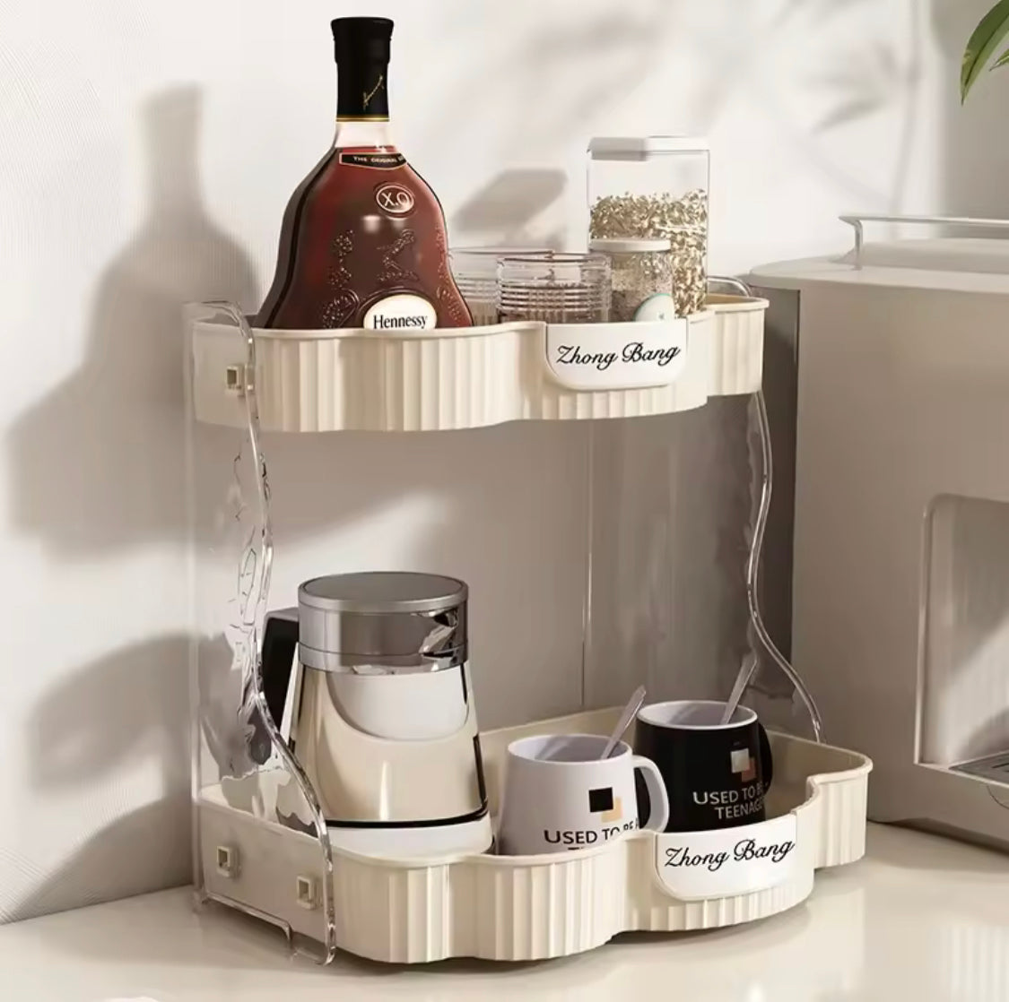 2 Tiers Desktop Storage Rack, Storage Shelf For Skincare And Perfumes, 2 Layer Kitchen Spice Rack, Bathroom Vanity Organizer