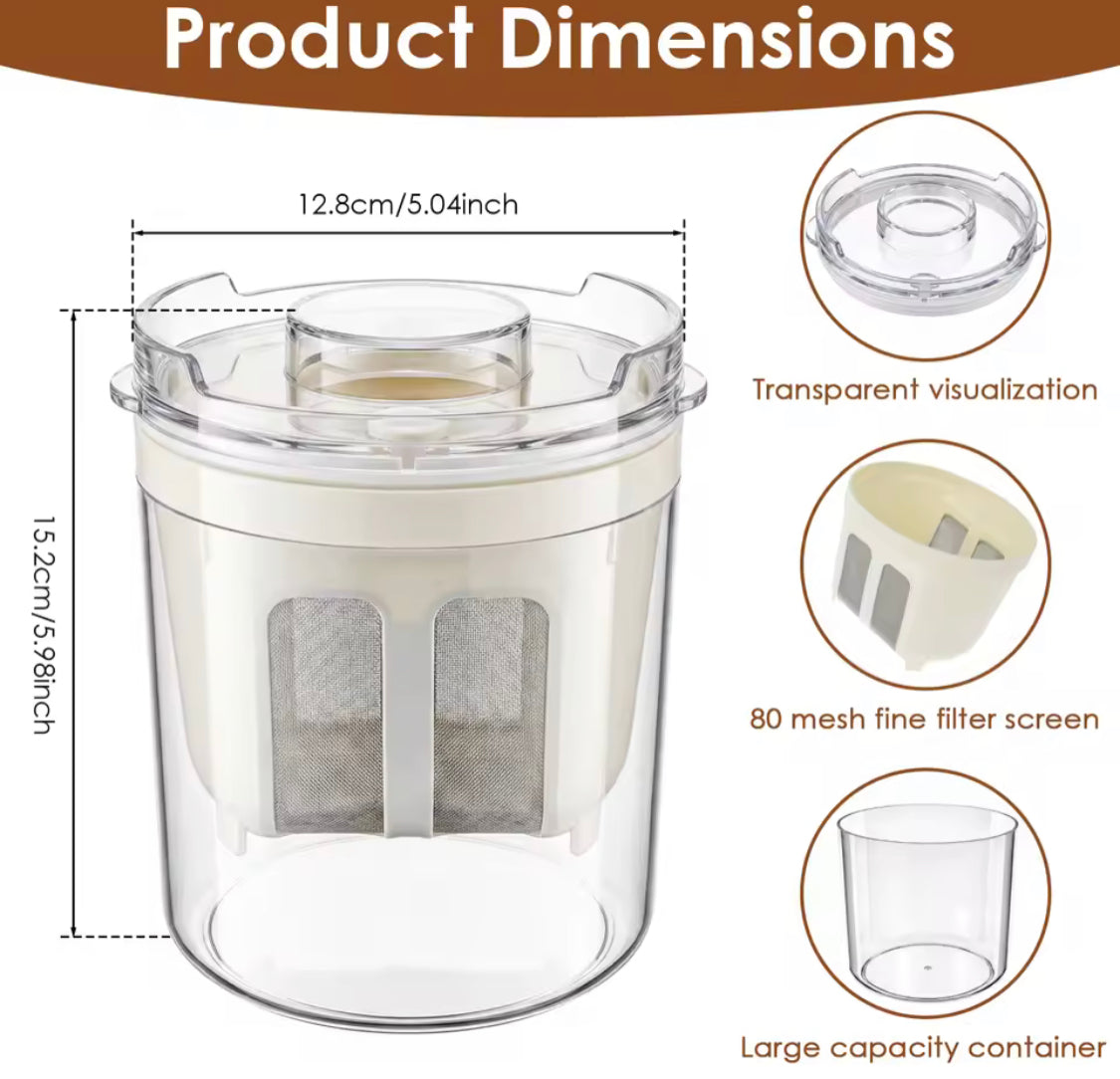 Round Shape Greek Yogurt Strainer Container, Reusable Greek Yogurt Maker, Fine Mesh Yogurt Draining Container with Storage Lid, Multi Purpose Yogurt Strainer Container