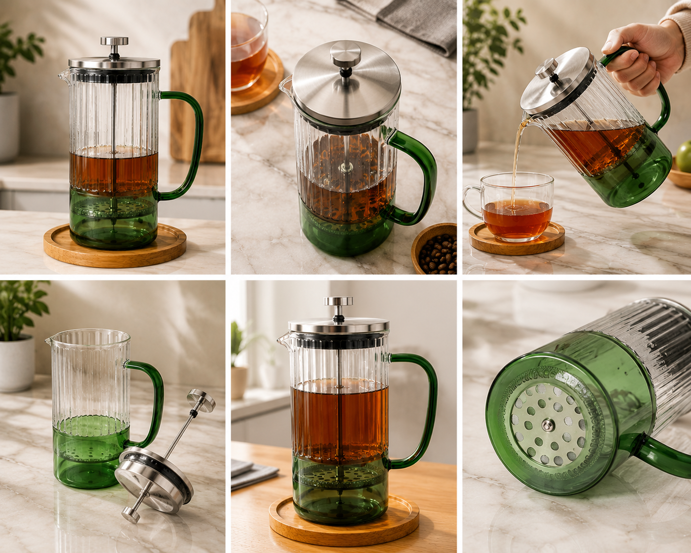 Elegant Glass French Press Coffee And Tea Maker,Minimalist French Press Coffee Maker, Manual Coffee Press