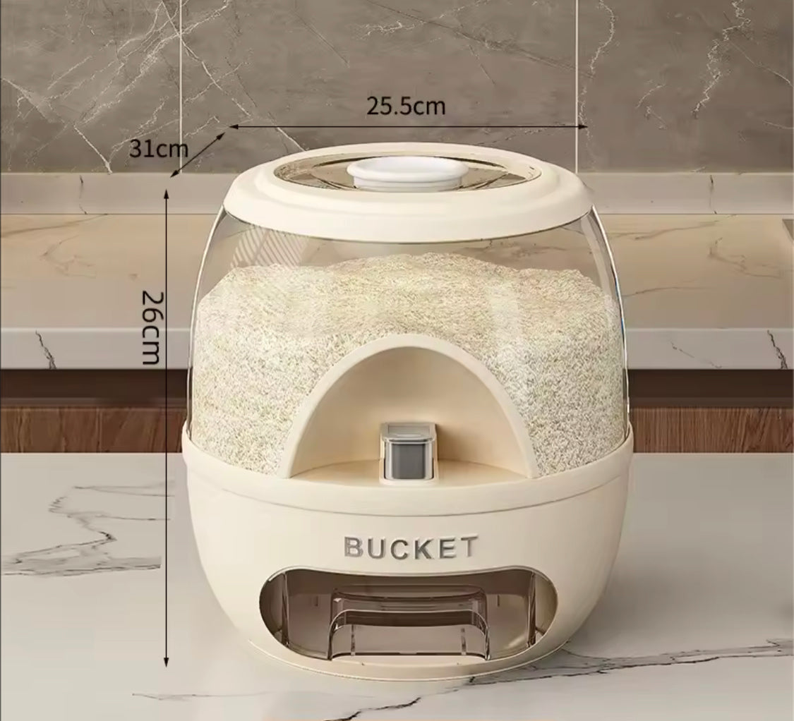 10KG Press Type Kitchen Food Grade Jar, Round Rice Storage Tank, Kitchen Accessories, Kitchen Storage Bucket, Rice Dispenser