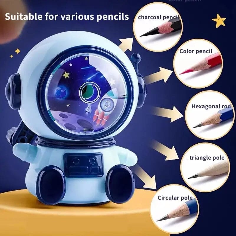 Astronaut Cartoon Pencil Sharpener, Students Pencil Sharpener, Hand Crank Manual Sharpener, 3rd Gear Adjustable Cute Astronaut Mechanical Sharpener, Cartoon Pencil Cutter For School, Astronaut Sharpener with Container