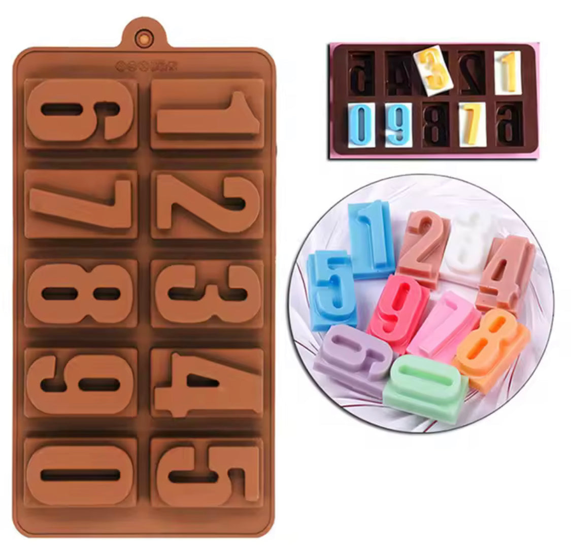 Silicone 3D Digital Numbers Chocolate Mold, 3D Silicone Numbers Molds, Cake Decorating Tools