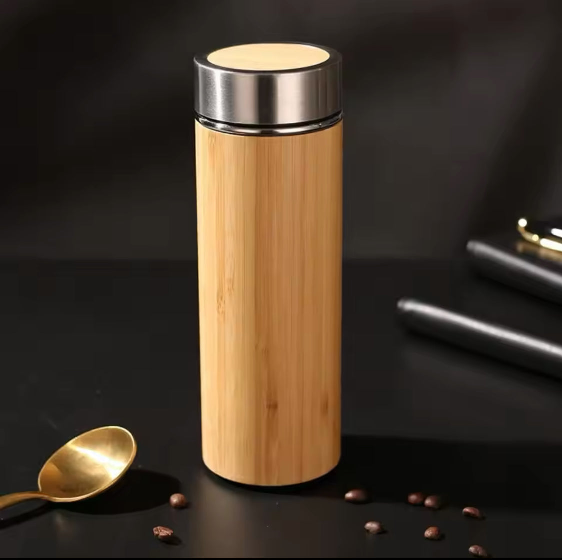 600ml Bamboo Shell Water Bottle, Outdoor Sports Water Bottle, Double Layer Travel Mug