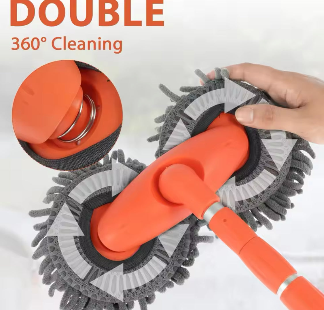 360° Rotation Car Washing Cleaning Brush, Long Handle  Car Wash Mop, Telescopic Microfiber Mop