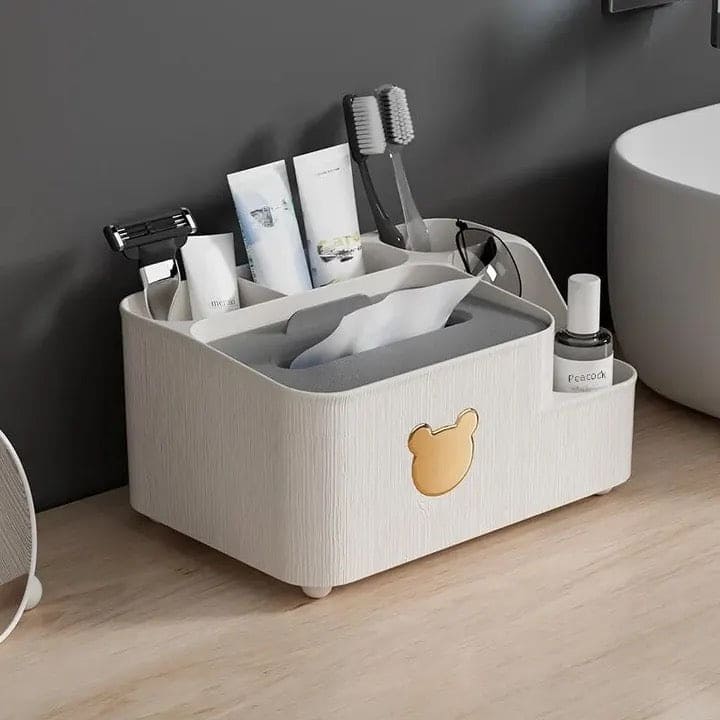 Mickey Tissue Box, Multi Grid Paper Towel Box, Rectangular Facial Tissue Holder, Bear Desktop Tissue Box, Multifunctional Tissue Box Organizer, Large Capacity Napkin Holder