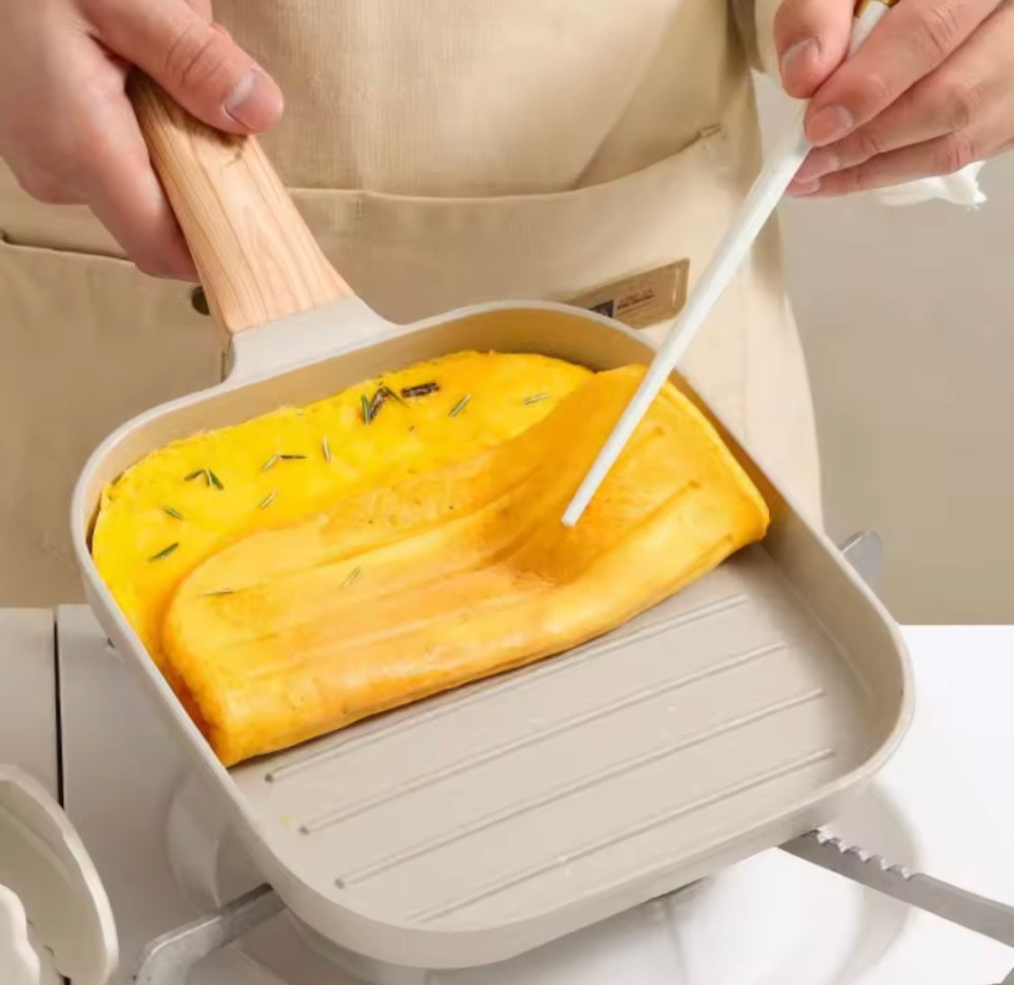 Nonstick Square Frying Pan With  Handle, Non Stick Frying Pan, Household Breakfast Maker Pan