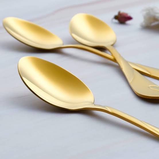 4pcs Elegant Gold Tableware Spoon Set, Stainless Steel Table Spoon, Kitchen Accessories