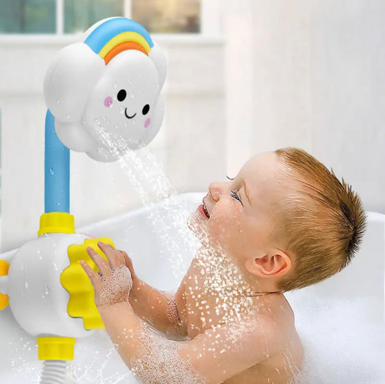 Baby Manual Shower Head Sprayer, Cloud Design Press Type Plastic Shower, Bathroom Children Water Sprinkle Game Toys