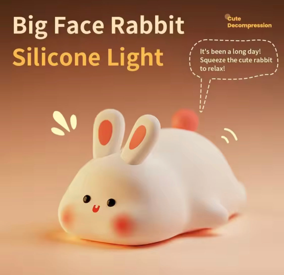 Silicone Rabbit Lamp, Rechargeable Bunny Lamp with Touch Sensor, Silicone LED Lamp For Kids, Multipurpose Silicon Touch Sensor Tap Light, Baby Kids Bedside Night Light