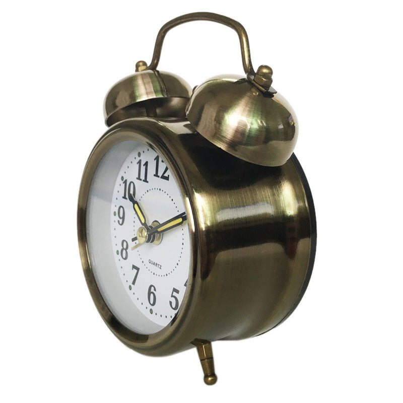 Retro Alarm Clock, Double Tell No Ticking Retro Kids Alarm Clock, Dual Bell Analog Lamp