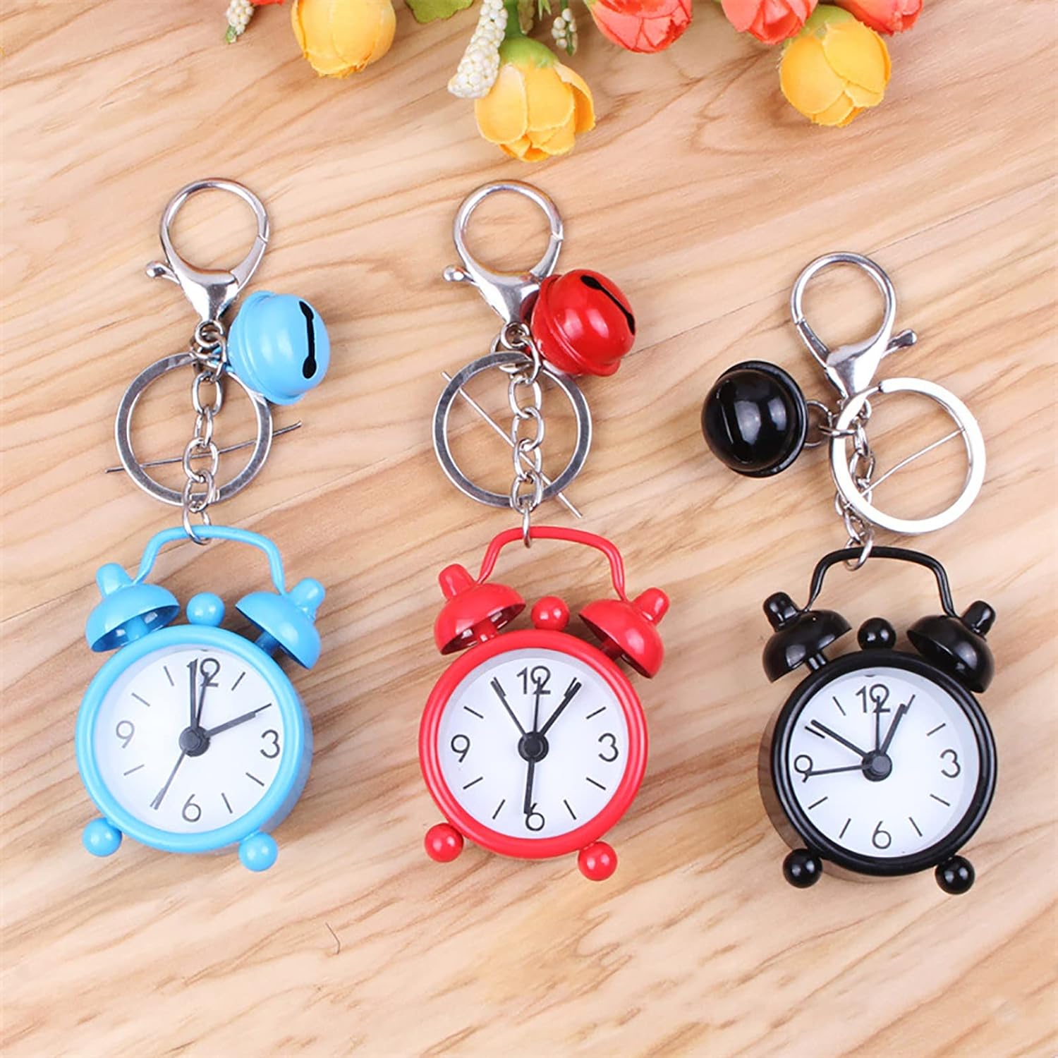 Alarm Clock Keychain, Mini Alarm Clock Keychain, Cute Analog Clock Time Key Pendant, Keychain Bag Ornament, Portable Multifunctional Clock Pendant for Bags