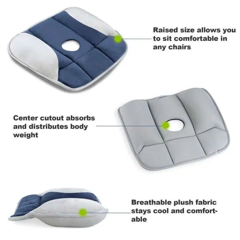 Pure Posture Seat Cushion, Massage Seat Cushion, Comfort Foam Tailbone Pillow, Car Seat Pad, Memory Foam Seat Cushion For Relaxation, Back Pain Relief Pillow, Hemorrhoid Tailbone Cushion, Posture Seat Pads for Office Wheelchair Kitchen Car