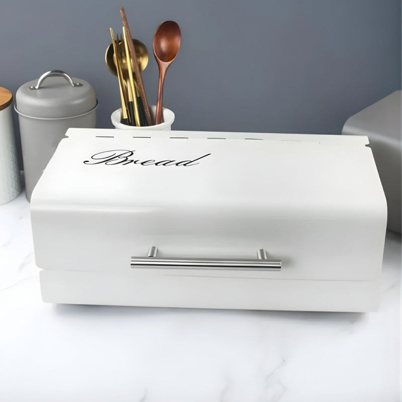 Luxury Metal Bread Storage Box,  Countertop Bread Storage Container, Roll Top Bread Box with Stainless Steel Handle