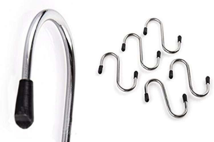 6pcs S Shaped Steel Hooks Set, Towels Hook Set, Shower Curtain Hook Rings, Kitchen Table Cloth Hanging Hook Set