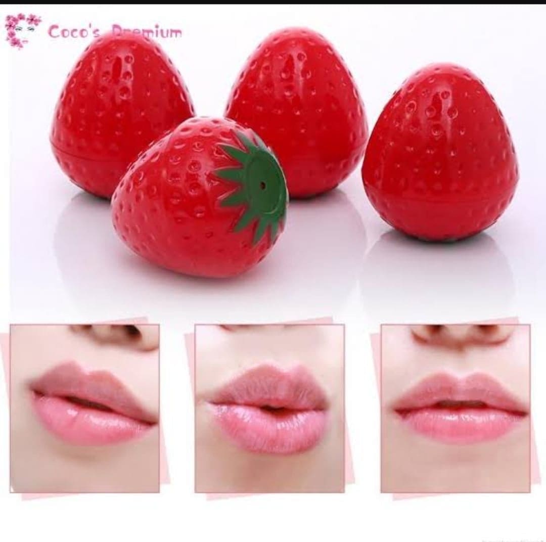 Strawberry Lip Balm, Cute Moisturizer Makeup Lip Balm, Natural Cosmetic Lip Gloss