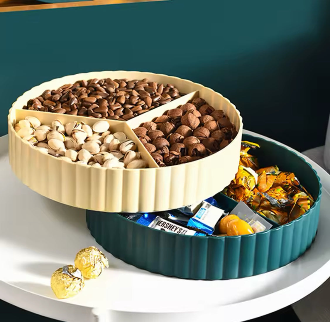 Nordic Style Dry Fruit Box, Double Layer Candy Snack Tray, Tabletop Snack Storage Container