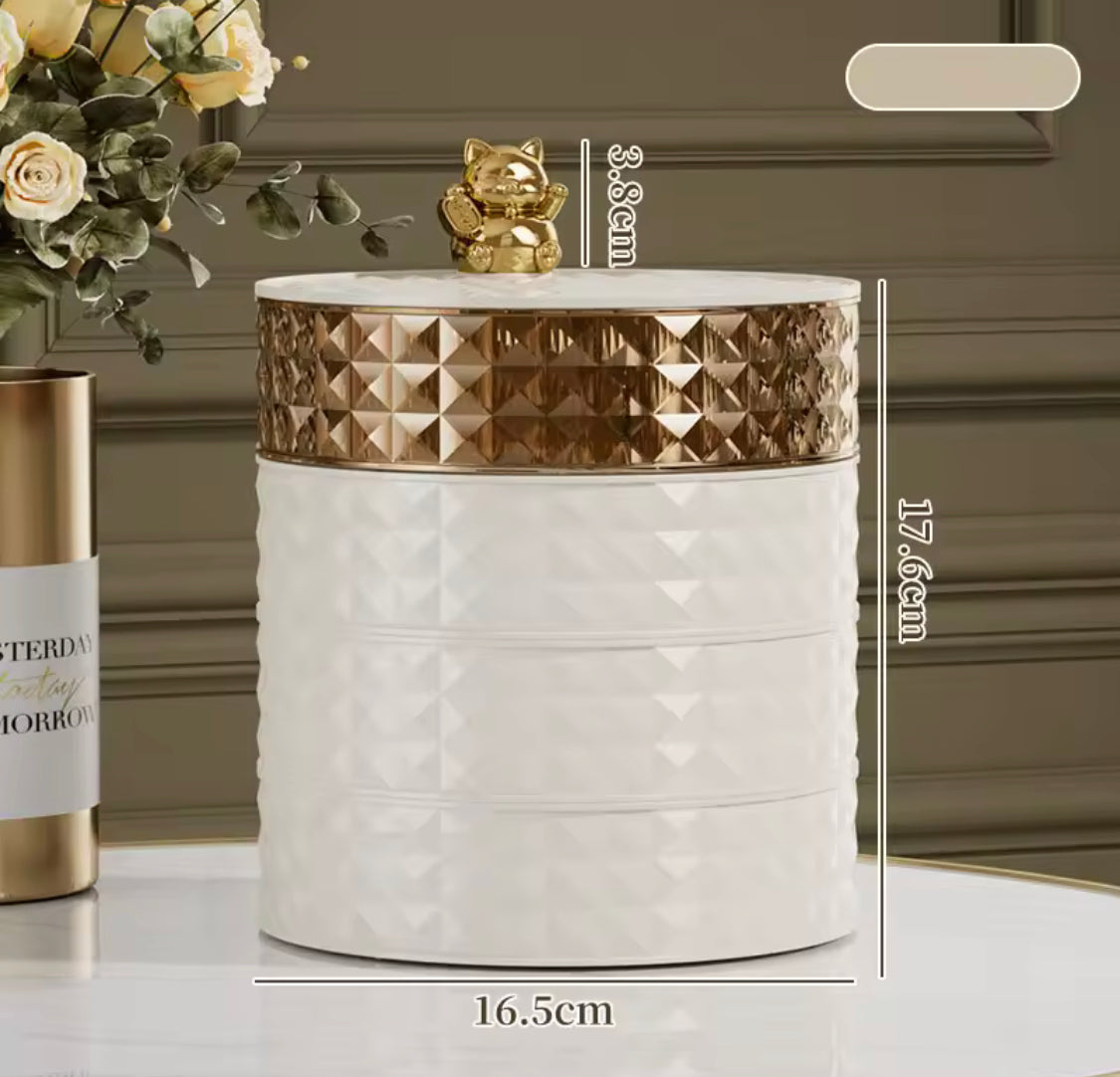 Jewelry Storage Box, Rotatable Dustproof Jewelry Organizer, Vintage Jewelry Box Organizer, Multi-Layer Rotating Jewelry Organizer