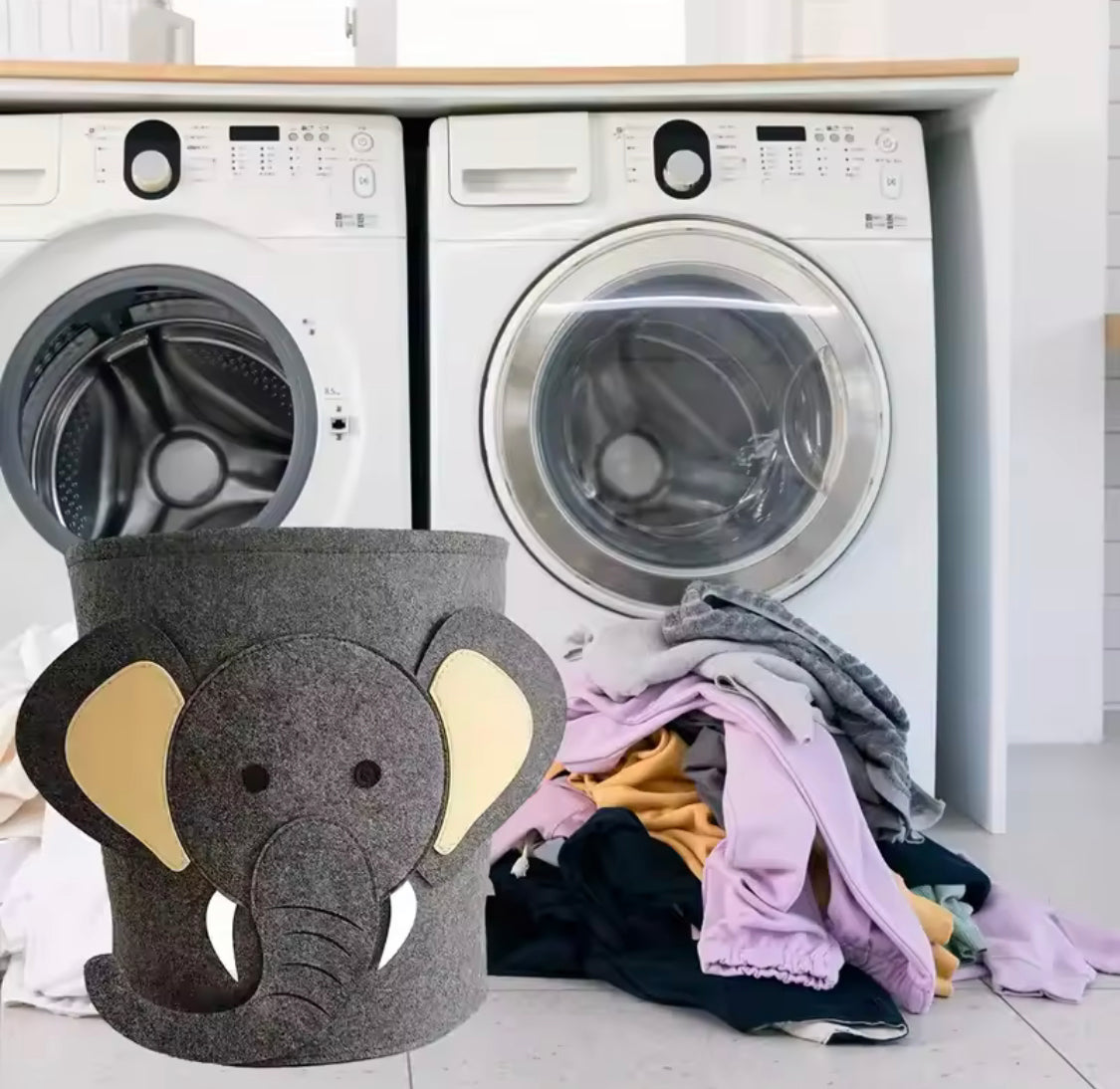 Cute Animal Character Baby Toy Storage Bucket, Dirty Clothes Hamper, Kids Cabinet Wardrobe Storage Organizer, Non Woven Laundry Basket