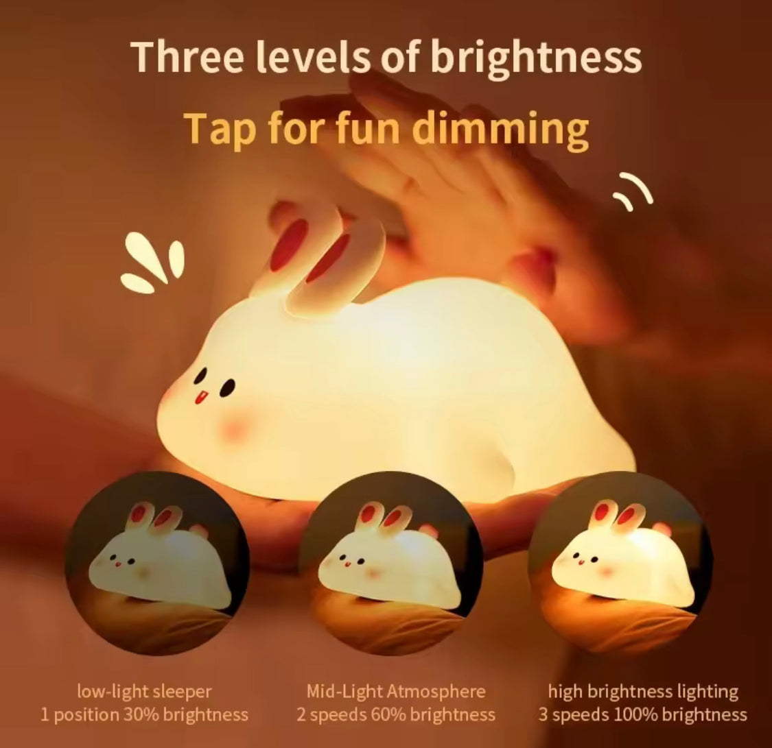 Silicone Rabbit Lamp, Rechargeable Bunny Lamp with Touch Sensor, Silicone LED Lamp For Kids, Multipurpose Silicon Touch Sensor Tap Light, Baby Kids Bedside Night Light