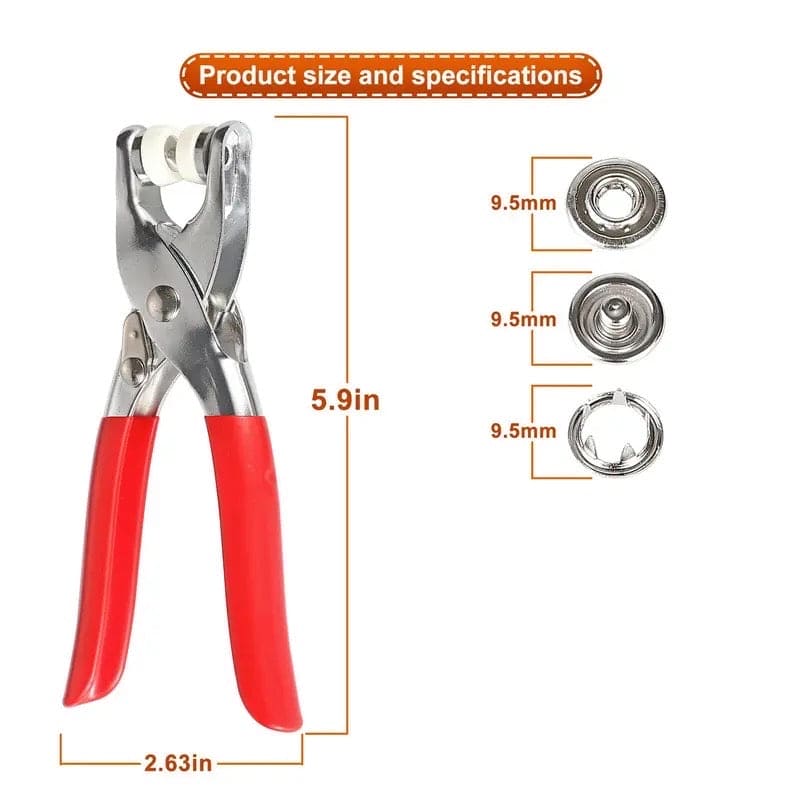 Metal Snap Button Plier, Metal Tich Buttons Plier, Hand Pressure Plier, Buckle Installation Tool, Button Snap Fastener Kit