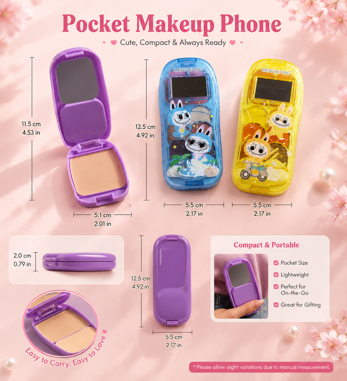 Cute Flip Phone Makeup Kit, Mini Makeup Phone Palette, Glam Phone Beauty Kit, Sparkle Phone Beauty Kit
