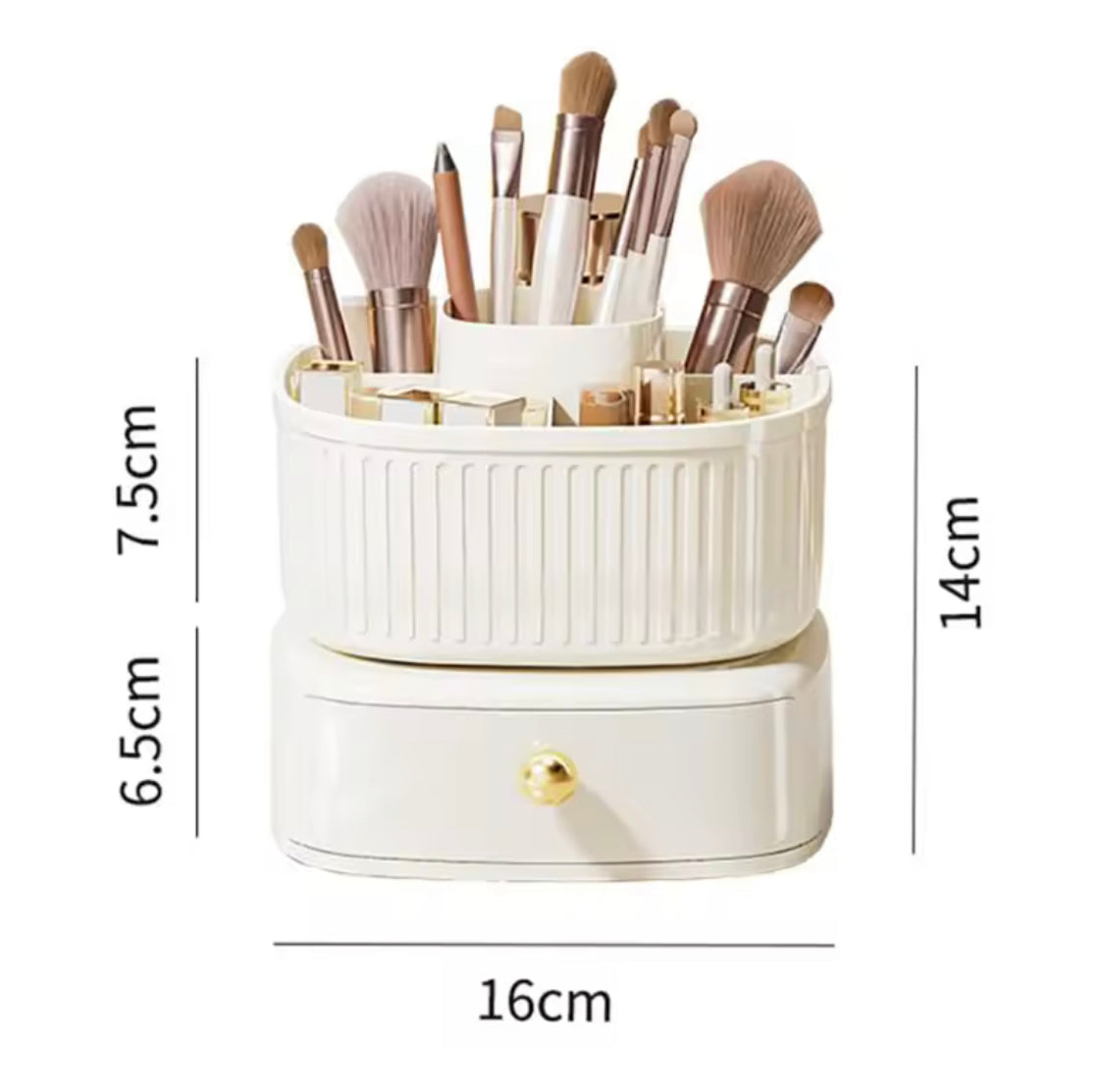 5 Grid Spinning Makeup Organizer, Desktop Makeup Organizer, Makeup Brush Holder With Drawer, Desktop Vanity Organizer