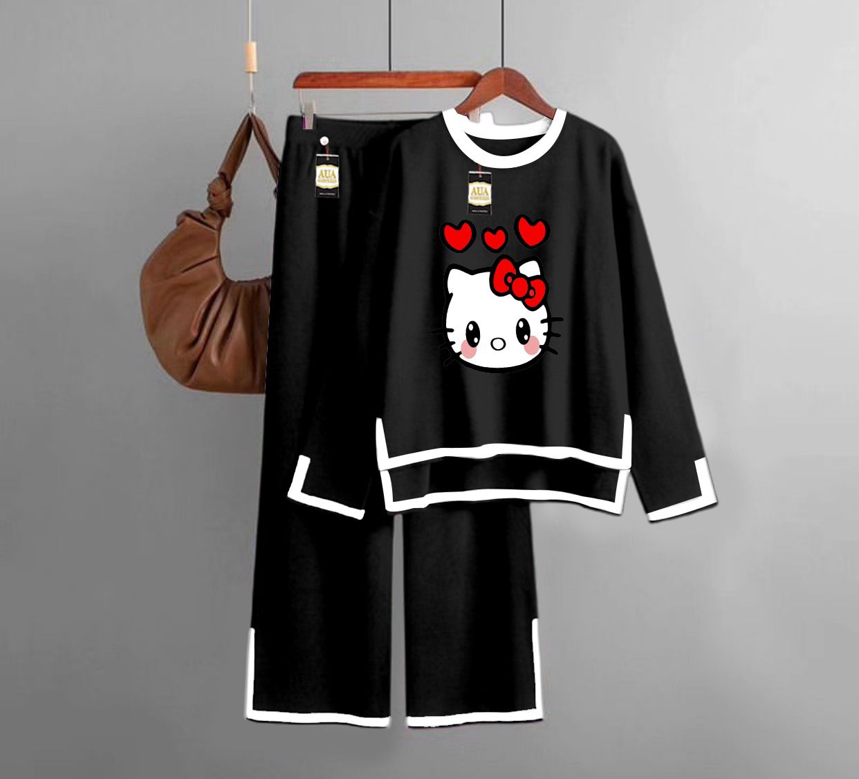 Comfortable Night Dress, Black Sleep Wear, Cozy Night Suit