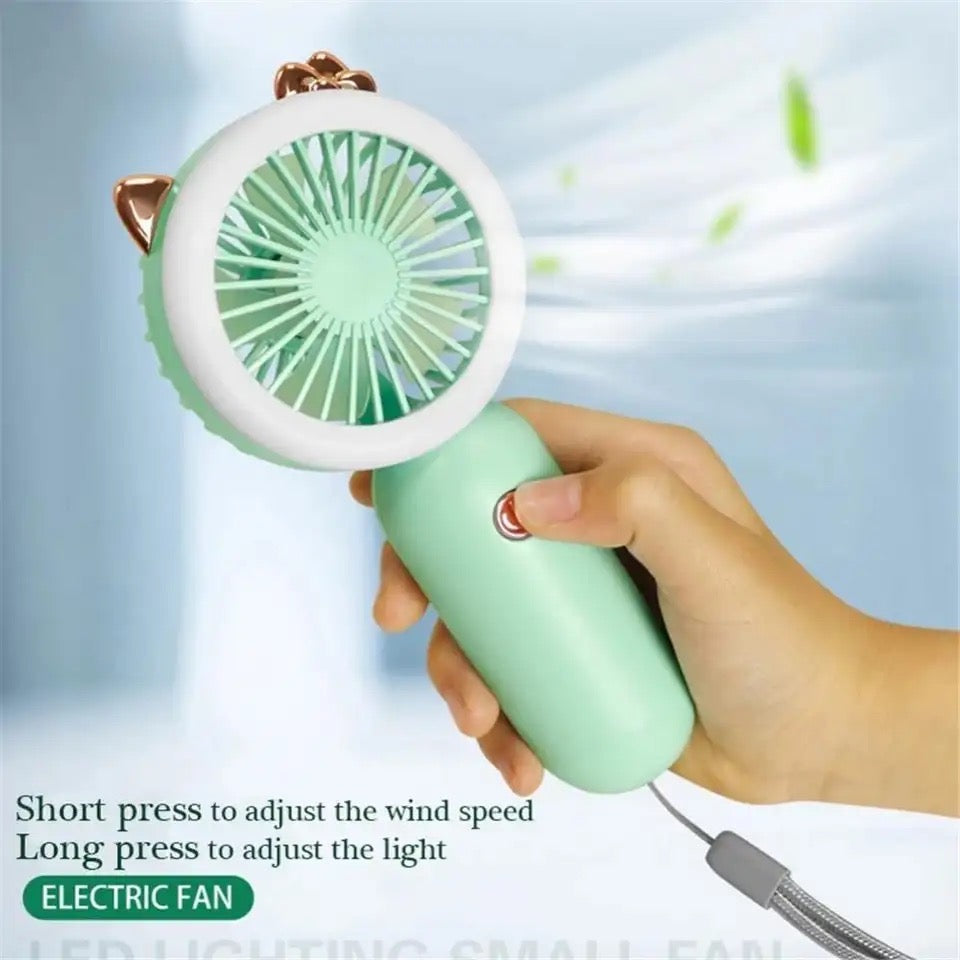 2 In 1 Fan With Led, Personal Portable Hand Electric Fan, Air Cooler with LED Night Light, Usb Rechargeable Mini Traveling Fan, Led Lighting Small Fan