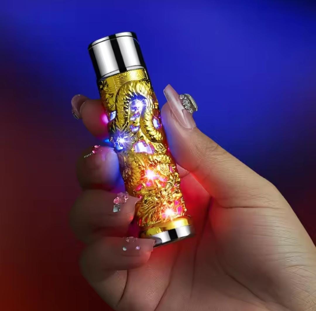 Refillable Dragon Design Torch Lighter, Windproof Butane Red Flame Lighter, Classic Fashionable Lighters