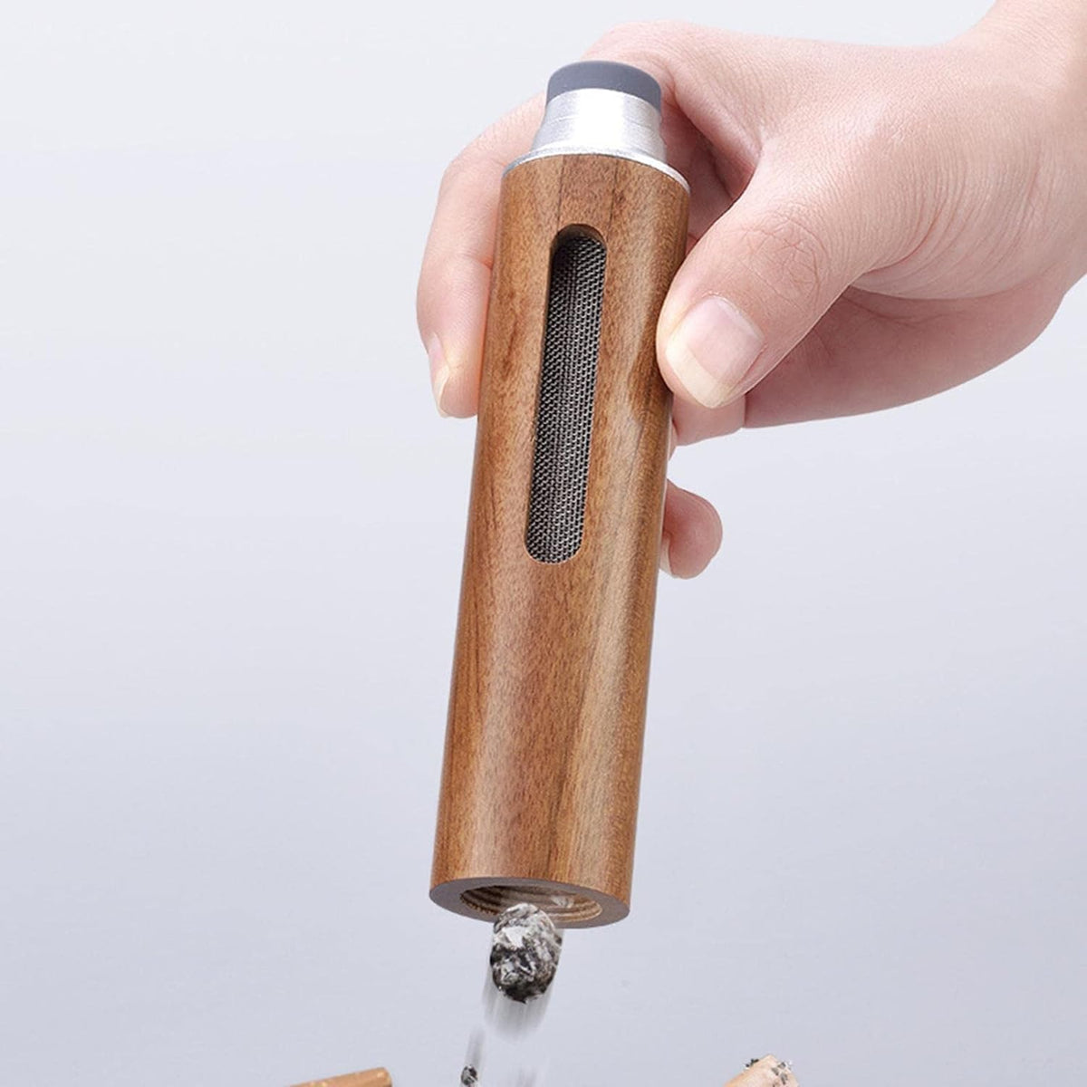 Portable Wooden Design Cigarette Holder, Leakage Proof Car Cigarette Holder, Mini Handheld Cigarette Ashtray, Reusable Cigarette Holder