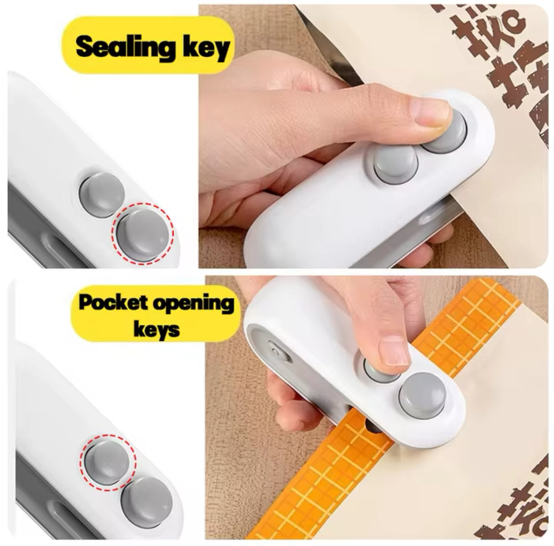 Rechargeable Plastic Bag Sealing Machine, 2 In 1 Mini Heat Bag Sealing Machine, Handheld Plastic Bag Heat Sealer