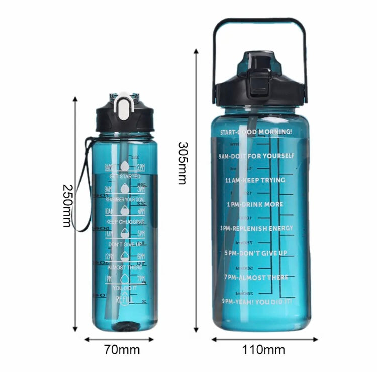 Set Of 3 Large Capacity Water Bottle, Portable Large Bottle With Straw,Transparent Refillable Leakproof Water Bottle