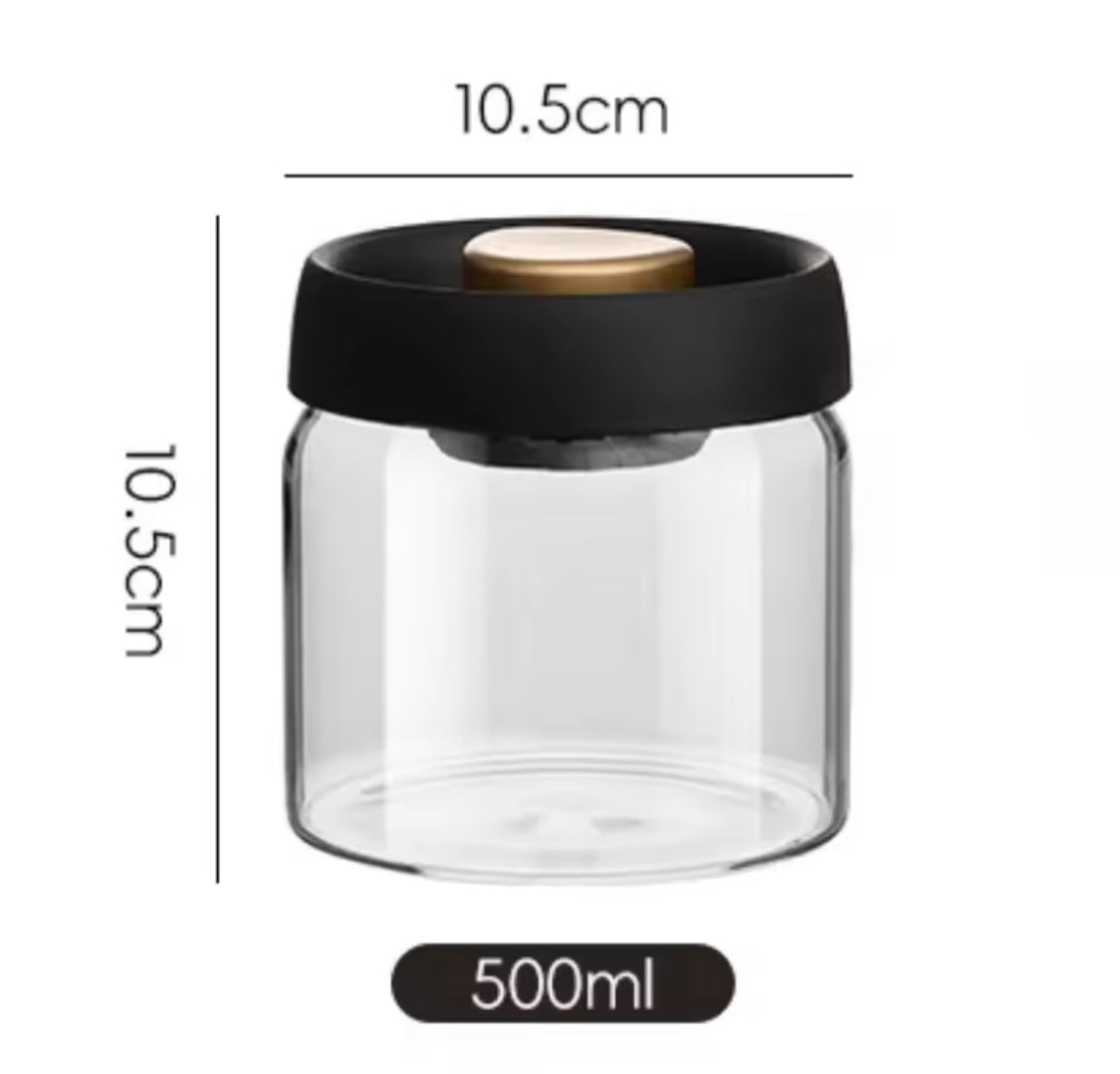High Borosilicate Vacuum Sealed Coffee Jar, Press Down Vacuum Glass Coffee Canister, Coffee Bean Storage Container With Airtight Lid