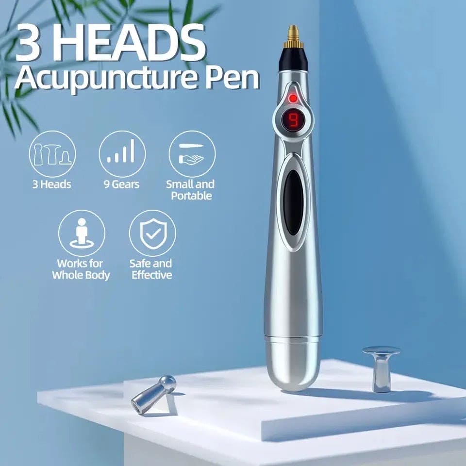 Acupuncture Massager Pen, Smart Pulse Meridian Massage Pen, Trigger Point Massager, Pain Relief Therapy Back Neck Face Beauty Roller, 3 Heads Meridian Pen, Electro Acupuncture Muscle Device