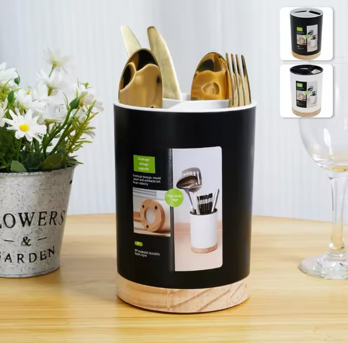 Nordic Removable Draining Chopstick Holder, Kitchen Utensil Bucket, Plastic Chopstick Spoon Storage Rack